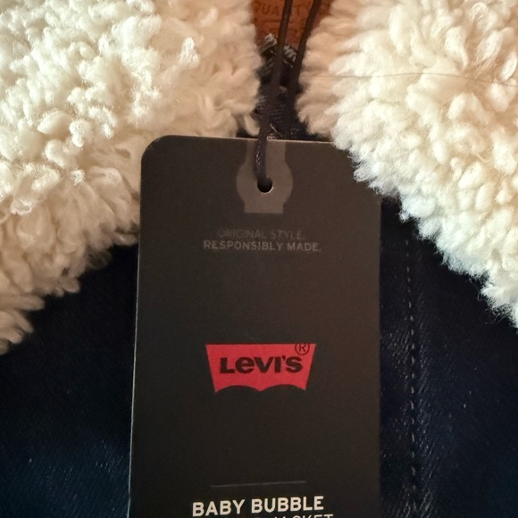 Levi's Dark Blue Denim Jacket with White Sherpa Collar - Picture 1 of 3